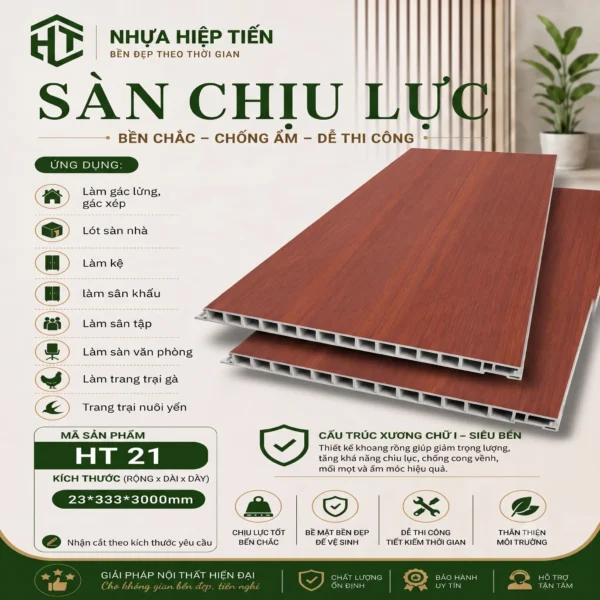 Sàn Nhựa Chịu Lực Giả Gỗ 3m – Ván Sàn SPC Lõi Đặc Lót Gác Lửng | Nhựa Hiệp Tiến