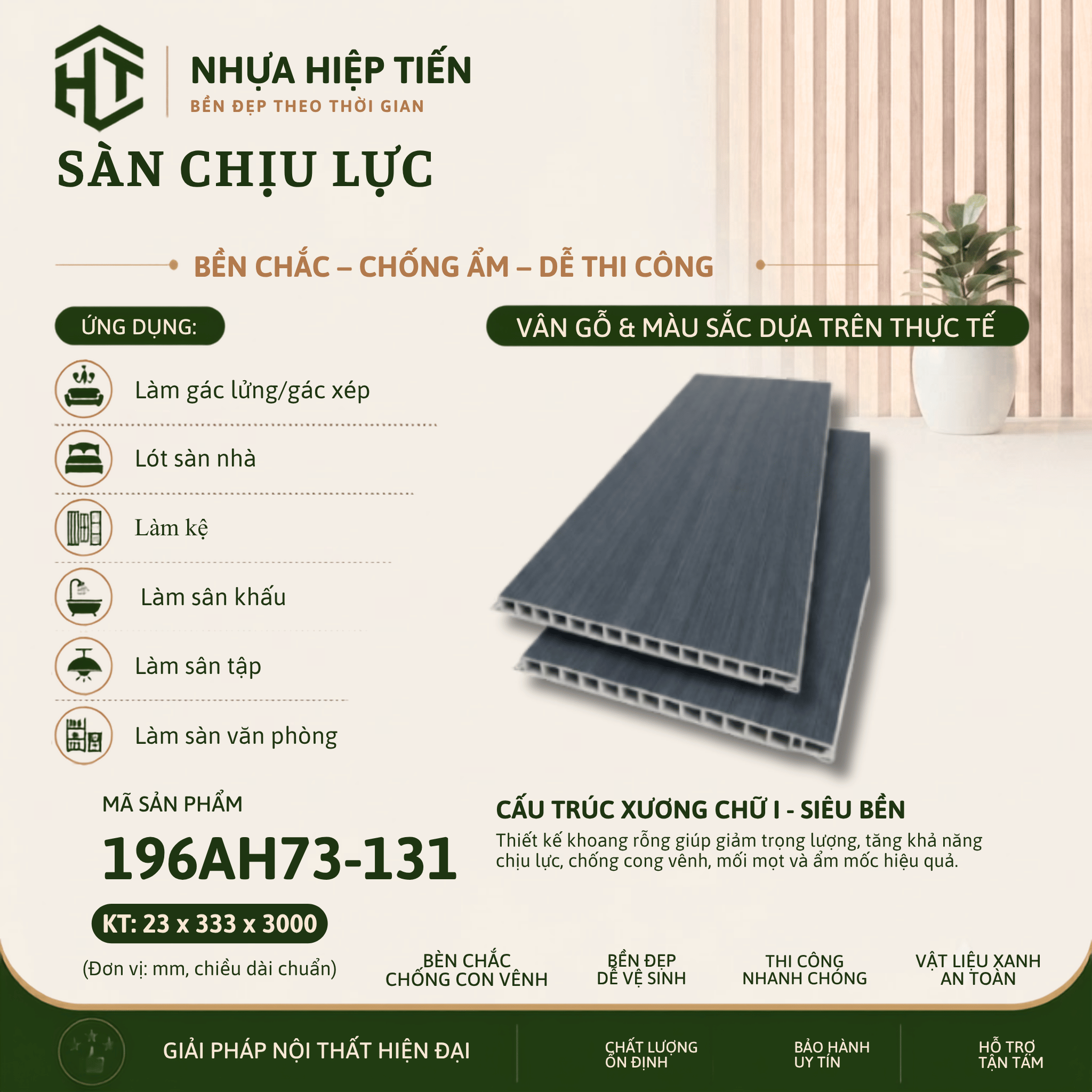 Sàn Nhựa Chịu Lực Giả Gỗ 3m – Ván Sàn SPC Lõi Đặc Lót Gác Lửng | Nhựa Hiệp Tiến - Ảnh 23