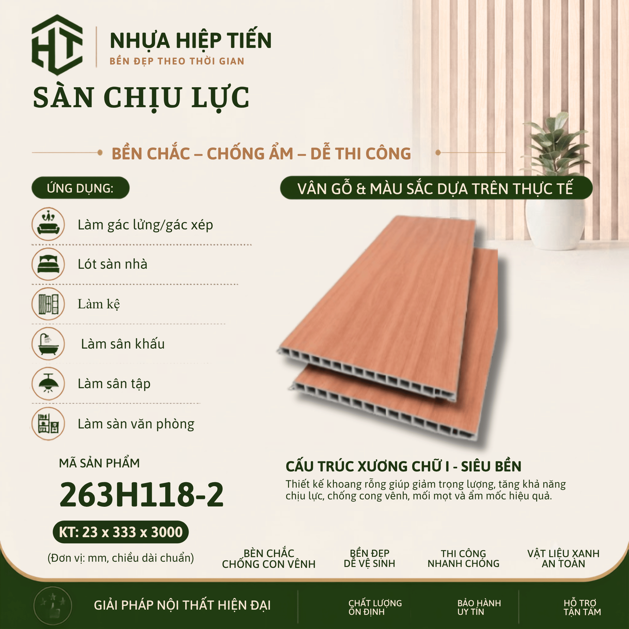 Sàn Nhựa Chịu Lực Giả Gỗ 3m – Ván Sàn SPC Lõi Đặc Lót Gác Lửng | Nhựa Hiệp Tiến - Ảnh 6