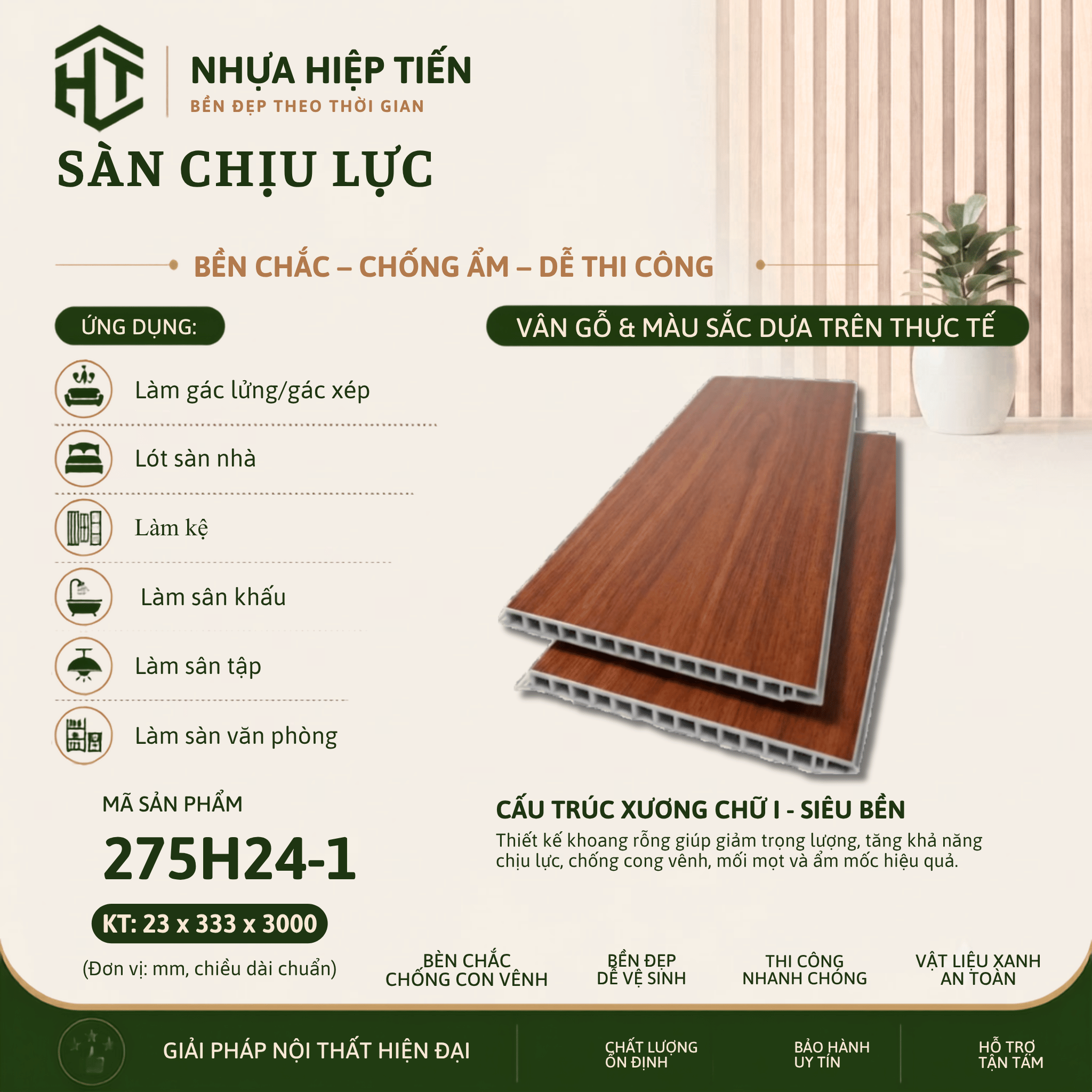 Sàn Nhựa Chịu Lực Giả Gỗ 3m – Ván Sàn SPC Lõi Đặc Lót Gác Lửng | Nhựa Hiệp Tiến - Ảnh 19
