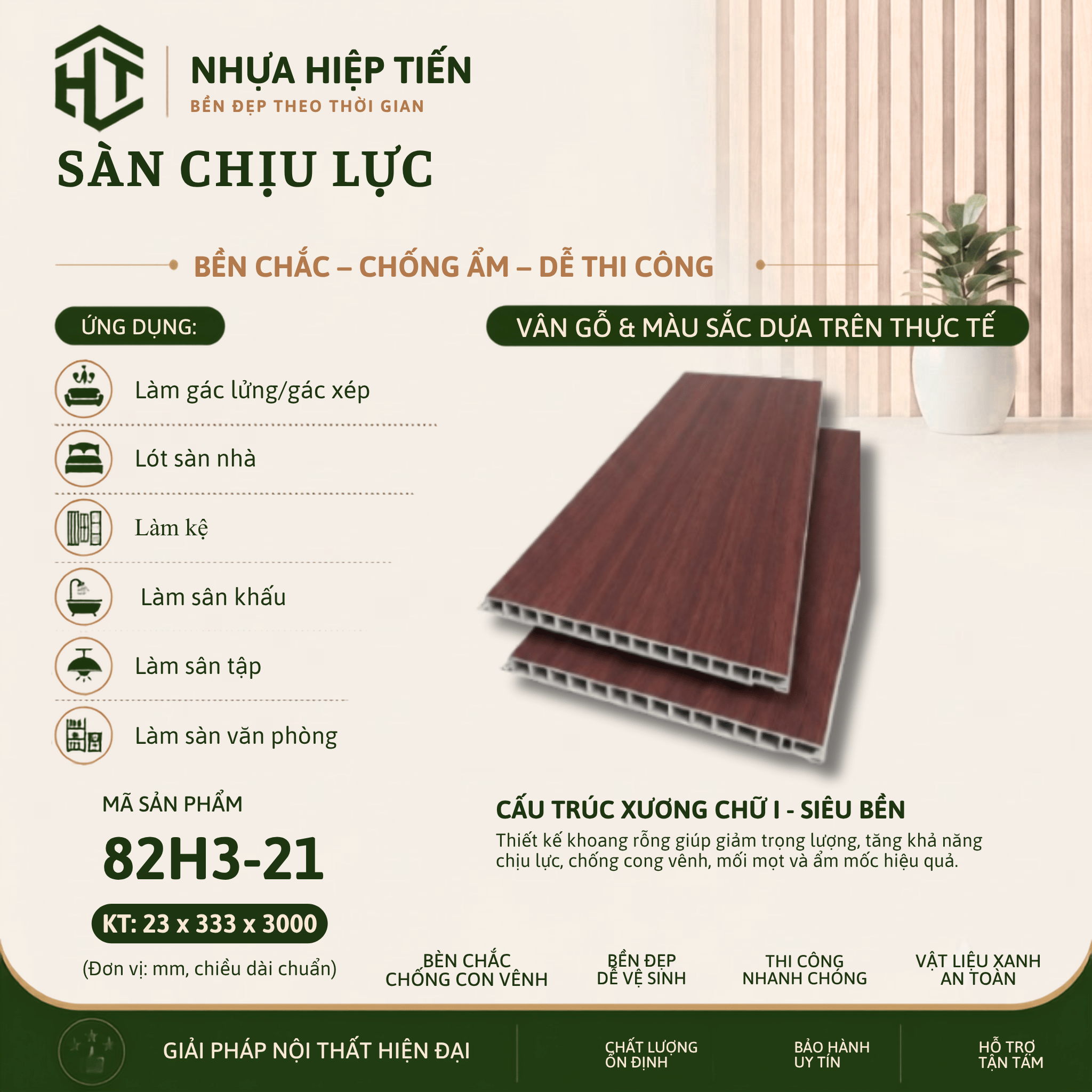 Sàn Nhựa Chịu Lực Giả Gỗ 3m – Ván Sàn SPC Lõi Đặc Lót Gác Lửng | Nhựa Hiệp Tiến - Ảnh 17
