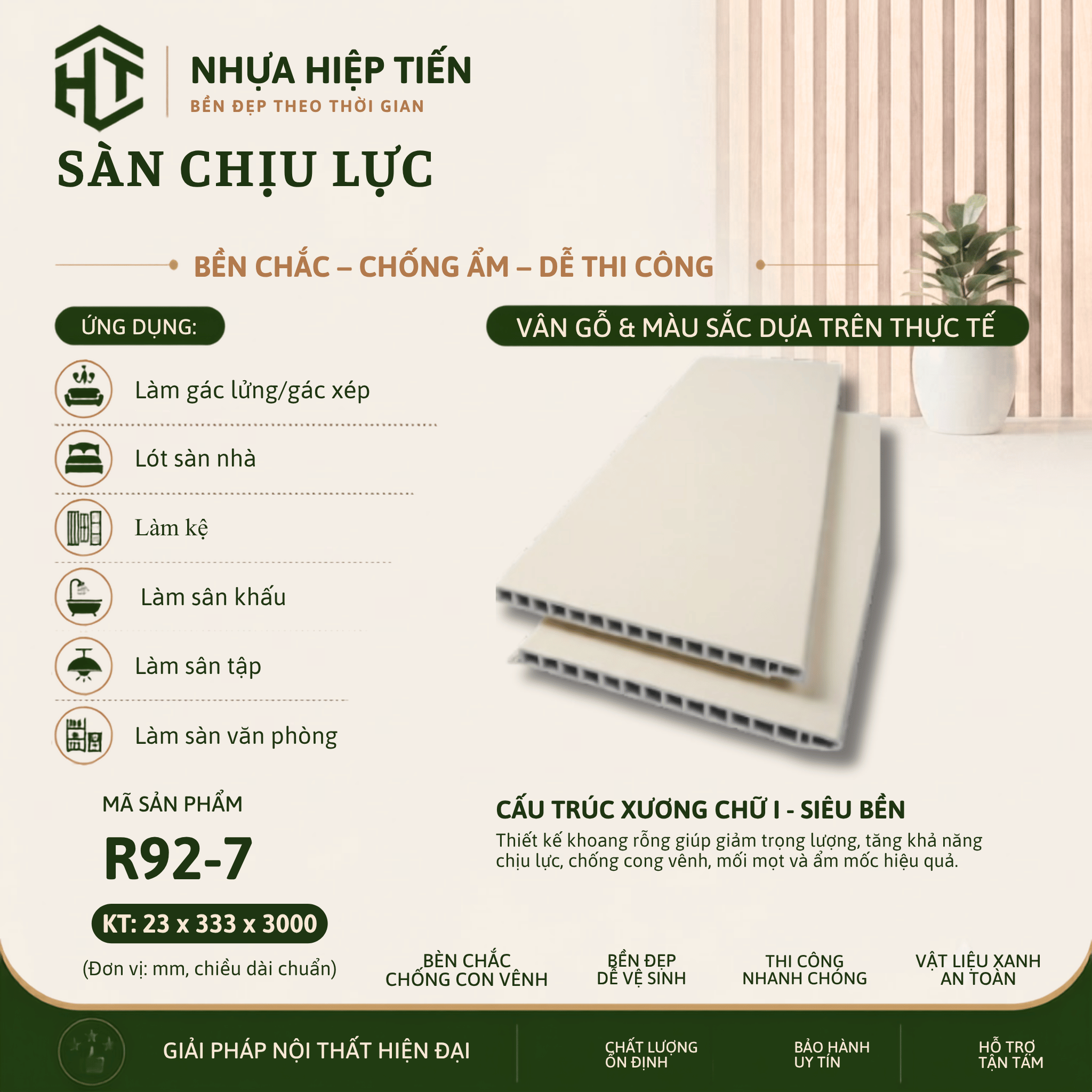 Sàn Nhựa Chịu Lực Giả Gỗ 3m – Ván Sàn SPC Lõi Đặc Lót Gác Lửng | Nhựa Hiệp Tiến - Ảnh 10